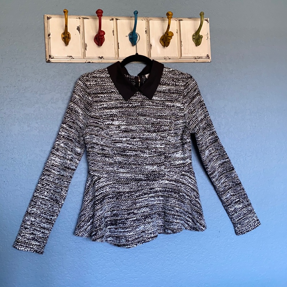 NWT CHERRYDRESS black collar ruffle bottom sweater